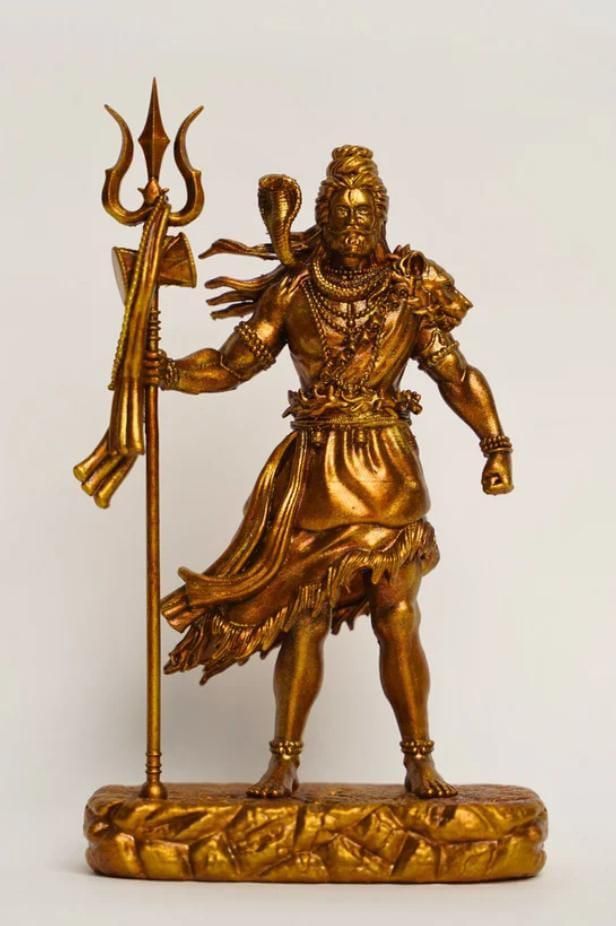 Shiva Statue Car Dashboard Idol Golden